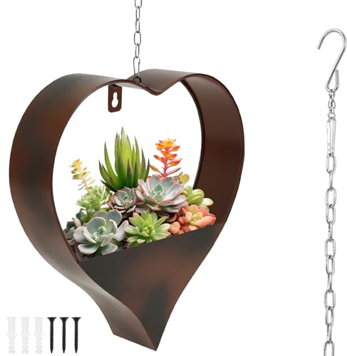 Metall Herzform Blumentopf Hängend Gartendeko, Eisenherzform Blumentopf Vielseitige Dekorative Herzstil Pflanzenbügel Pflanzenhänger Garten Dekoschale Pflanzenhalter für Fenster Wand Balkon Gartenbüro