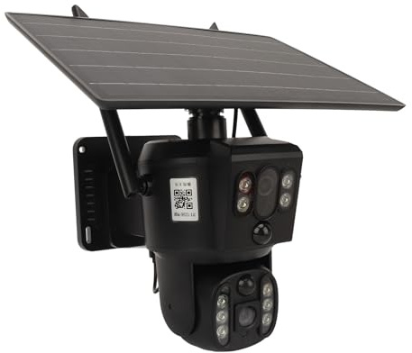 Cuifati 4K 8MP Dual Lens Outdoor-Überwachungs Kamera, Batterie Betriebene Solar Kamera für zu Hause, 360 ° PTZ WiFi mit Farb Nachtsicht, IP66 für Staub Dicht & Wasserdicht