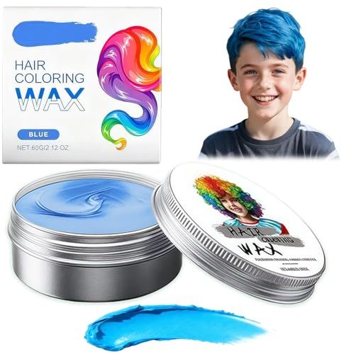 Temporary Blue Hair Wax for Kids - Washable Blue Hair Dye, Wash Out Hair Spray Colour, Safe Temporary Hair Dye, Temporary Wash Out Hair Wax for Kids’ Fun Styling