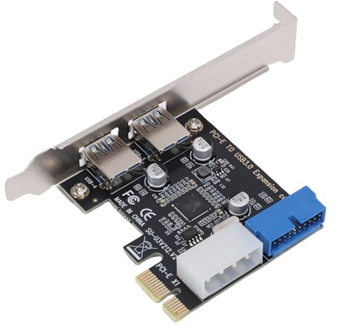 Jelquix Scheda di Espansione PCIE A USB 3.0, Scheda di Interfaccia USB A, di Espansione da 5 Gbps con 2 Porte, Connettore Interno A 19 Pin, Interfaccia di Alimentazione A 4 Pin, Ideale per PC Desktop