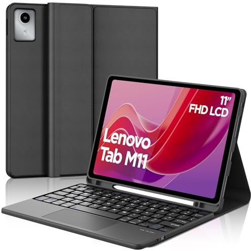 Case with Keyboard for Lenovo Tab M11 11 2024 (TB330FU/ TB330XU), Magnetic Bluetooth for Lenovo M11 Tablet Keyboard Case with Touchpad and Pen Holder, UK Layout, Black