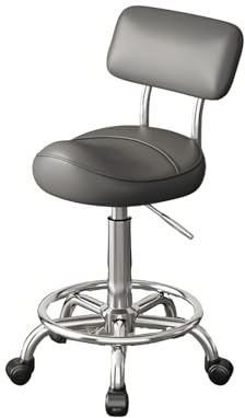 Sadelpall med ryggstöd, ergonomiskt utformad sadelstol, justerbar höjd, lämplig for skönhetssalonger, spa och kontor(Color-6)