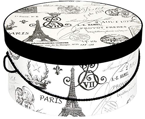 Sarah's Hat Boxes Classic Paris Hat Box – 14.75 x 7.5 (Dia. x Ht.) Handmade in USA – Odorless Non-Toxic Adhesive, Cording Handle – Premium Storage for Hats & Accessories