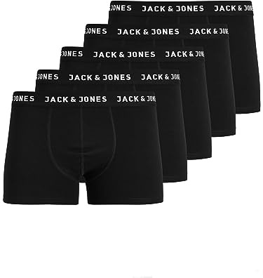 JACK & JONES Herren Jachuey Trunks 5 Pack Noos Boxershorts, Schwarz, XL EU