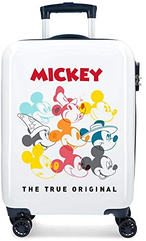 Disney Mickey Magic Kabinenkoffer Weiß 37x55x20 cms Hartschalen ABS Kombinationsschloss 33L 2,8Kgs 4 Doppelräder Handgepäck