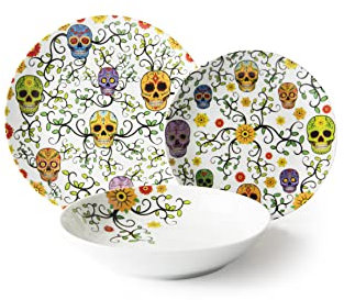Excelsa - Juego de vajilla de 18 piezas - Vajilla de porcelana - Línea Calavera