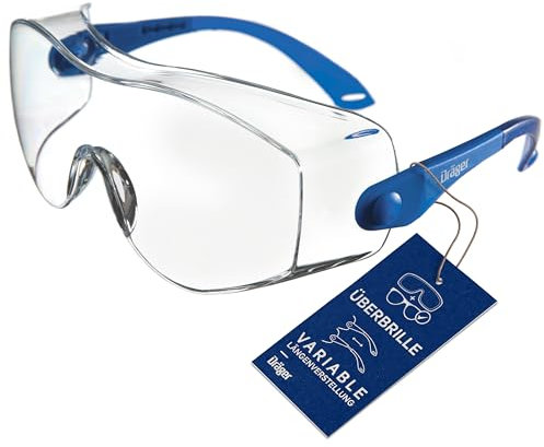 Dräger Schutzbrille X-pect 8120 | Überbrille auch für Brillenträger | Für Baustelle, Labor, Werkstatt und Fahrrad-Fahren | Leicht, klar und mit indirekter Belüftung | 3 St.