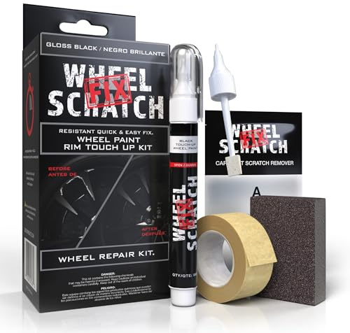 Wheel Scratch Fix® Gloss Black Touch Up Paint for Cars - DIY Alloy Wheel Repair Kit, Curb Rash Remover with Fast-Drying Pen - Long-Lasting OEM Finish Car Rim Paint for Scuffs and Chips at Home (Gloss Black)