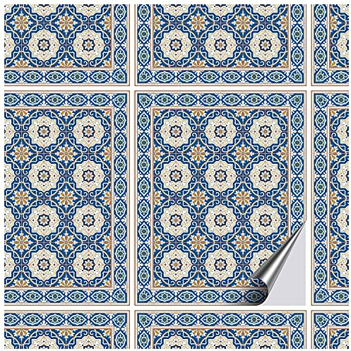 FoLIESEN Fliesenaufkleber für Bad, Küche, Badezimmer - Fliesen-Folie selbstklebend - Orientalische Azulejos -16 Klebefliesen, .:20x25 cm / 16-tlg. Set