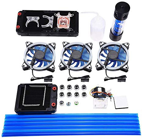 Wendry Kit di Raffreddamento ad Acqua per Computer Fai-da-Te, 120/240 mm Dissipatore di Calore CPU Blocco Acqua Pompa Serbatoio Ventilatore a LED Kit di Raffreddamento ad Acqua