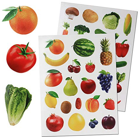 Royal Green Obst- und Gemüseaufkleber für Kunst und Handwerk. Permanente selbstklebende Aufkleber Etiketten für Lehrer Klassenzimmer Lernen - 190 Paket