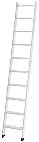 DOLLE Hochbettleiter aus Holz mit 10 Stufen Höhe bis 245 cm Breite: 40 cm inkl. Fußkappen Weiß lackiert
