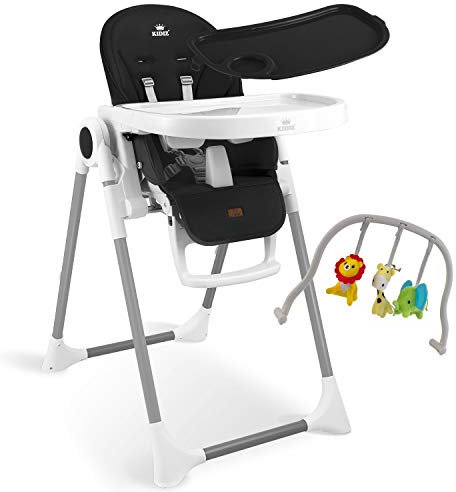 KIDIZ® 3in1 Hochstuhl Kinderhochstuhl inkl. Spielbügel, Babyliege, Kombihochstuhl Babyhochsitz,7 höhenverstellbar Verstellbare Rückenlehne, mitwachsend ab 0 bis 36 Monate Babystuhl, Schwarz
