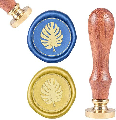craspire Wax Seal Stamp Monstera Blatt, Vintage Wachs Siegelstempel Pflanze Retro Holzstempel Abnehmbarer Messingkopf 25mm Für Umschläge Hochzeitseinladungen Verschönerung