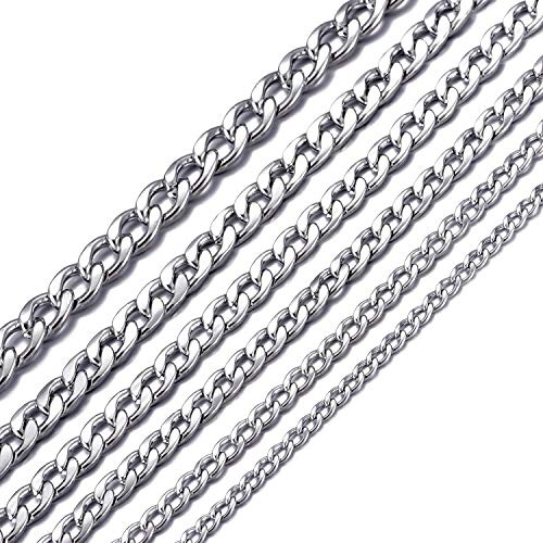 MASADA Halsband för män i rostfritt stål, från tunn till tjock, pansarkedja, silver- och guldfärg