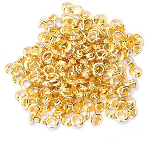 100 pièces Kit œillets œillets en laiton métal œillets avec rondelle chaussures vêtements toile cuir bricolage projets diamètre intérieur 4mm Grommets Oeillets en Métal(d'or)
