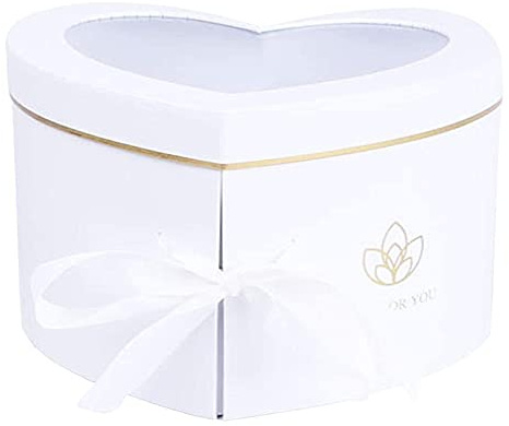 Herzform Geschenkbox mit Schleife - Herzförmig Karton für Geburtstag, Jubiläum, Valentinstag (Weiß)