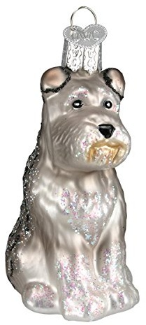 Old World Christmas Grey Schnauzer Glass Blown Ornament for Christmas Tree, Handcrafted Holiday Decoration, Dog Collection