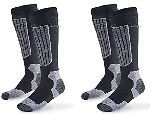 Black Crevice Merino Skisocken I Damen & Herren-Merino-Socken in verschiedenen Farben & Größen I ergonomische Damen & Herren-Thermosocken I klimaregulierend & atmungsaktiv I 2 Paar
