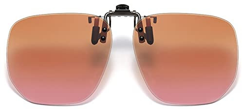 YQJY Polarisiert Clip Auf Sonnenbrillen, Sonnenbrille Aufsatz, Anhebbar Und Ultraleicht,blendschutz/Blendschutz/Sichtaufhellung, Geeignet Für Randlos-/halbrand-/vollrandbrillen,Gradientteapowder