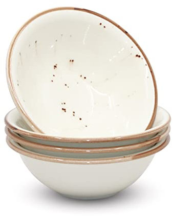 Bascuda Porcelain Cereal Bowl Set of 4 – 600ml, 18cm – Elegant Bowls for Soup, Cereal, Salad, Dessert & More – Stackable, Microwave & Dishwasher Safe, Durable & Stylish