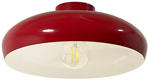 Bamyum Androa Plafón Iluminación Decorativa 40 cm Retro Vintage de Metal - Lámpara de Techo y Mesa de Comedor Rojo-Blanco