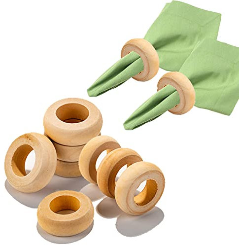 YouYuer Ronds de Serviette en Bois 20pcs Rond de Serviette de Table Bois Réutilisable Ronds et Porte-Serviettes pour Mariage,Fête,Dîner,Décoration de Table