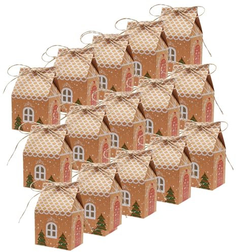 20 Stück Weihnachtsgeschenkboxen, Süßigkeitskästen Geschenkbox Geschenkverpackung Weihnachten Kraftpapier Geschenkschachteln Papiertüten Adventskalender Häuschen für Weihnachten Party DIY