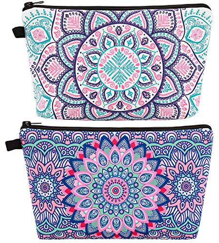Sibba Make Up Tasche 2 Stile Leinen Kosmetiktasche Handtasche Kleine Geldbörse ReißVerschluss Federmäppchen Kulturbeutel Organizer Aufbewahrung Schönheit Make-Up Reisezubehör Für Teenager Mädchen