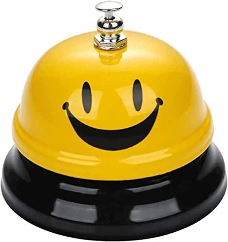 KOMUNJ Loud Hand Bell Table Bell Food Bell for Hotel Restaurant Kitchen School Reception Area (Yellow)