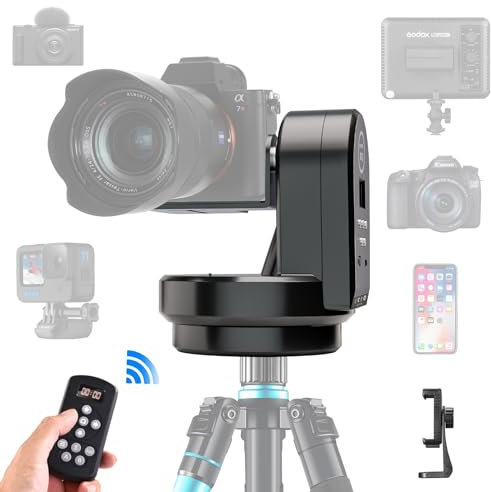 Soonpho M2 Tête de trépied panoramique électrique motorisée à 360 degrés avec Pince pour téléphone et télécommande et Reconnaissance des gestes AB Deux Points pour DSLR,Trépied,Téléphone