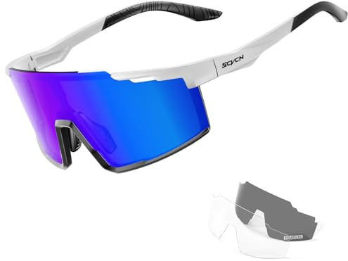 SCVCN Polarisiert Fahrradbrille Herren Sonnenbrille UV400 Schutz Sportbrille Damen Radbrille Sportsonnenbrillen Radsportbrille Radfahren MTB Brille Rennrad Laufen Wandern Volleyball Bergsteigen S121