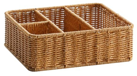Luxshiny Boîte Rangement Bureau En Osier 10.04X8.46X3.35 in Organisateur Pour Télécommande Et Accessoires Panier Tissé Pour Cosmétiques Bijoux Papeterie Maison Salon