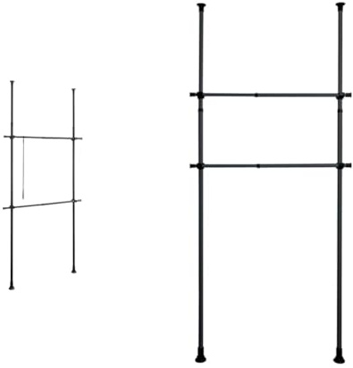 WENKO Teleskop-System Herkules Basic Schwarz matt & Kleiderstange Herkules 2er Set