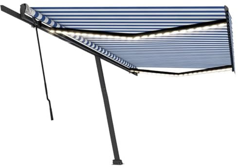 ZEYUAN Gelenkarmmarkise Einziehbar Balkon Markise, Sonnenschutz, Balkon überdachung, Sonnenmarkise, Terrassen-markisen, 500x300 cm Blau und Weiß