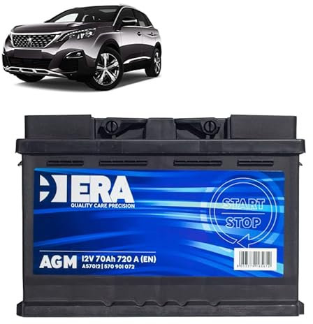 Batteria 70Ah A.G.M. per Peugeot 5008 II 1.2 1.6 THP Puretech benzina 2016+