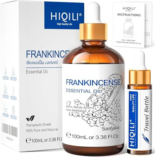 HIQILI Olio Essenziale Di Incenso 100 ML, Per La Cura Della Pelle, Massaggi, Diffusori, Supporto Per La Cura Del Viso, Alleviare Il Disagio, Rilassare Il Corpo E La Mente, Con Flacone Da Viaggio