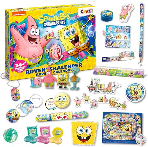 CRAZE SpongeBob Schwammkopf Adventskalender 2025 Kinder – Spielzeug Adventskalender für Jungen und Mädchen mit Sponge Bob Spielzeug und Zubehör