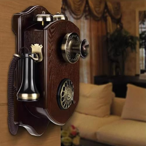 DAEOIBHJR Retro Wall Mount Phone, Telefono Fisso Vintage, Rotary Dial Phone, Antico Decorazione Telefono con Filo