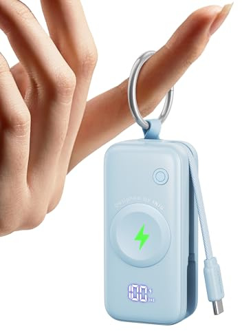 INIU 20W SnapGo Power Bank, 5000mAh Mini Externe Handyakkus for Apple Watch | Mini Powerbank für Apple Watch mit USB-C Kabel, Uhrenständer Reise Gadgets Flugzeug für Apple Watch Ultra 11, iPhone 17 etc