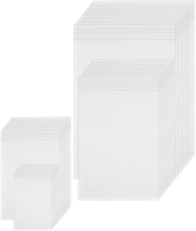 TPZORJX 100Pcs Sachet Plastique Transparent, 4 Tailles Zip Pochon Plastique Sacs à Fermeture,pour la cuisine loisirs créatifs perles échantillons biscuits bonbons(4×6/6×9/8×12/10×15cm)