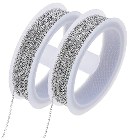DICOSMETIC 20M Edelstahlkabelketten 1.5x1x0.5mm Halskette Kettenglieder Bulk Metallarmbandkette Für Frauen Männer DIY Bastel Und Schmuckherstellung