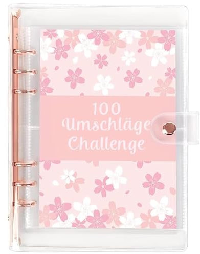100 Envelope Saving Challenge,Budget Planner Deutsch,A5 Haushaltsplaner Mit Umschlägen,Sparchallenge Budgetplaner Für Geld Challenge, Sparbuch Für Budget Binde r,Ringbuch A5 Rosa(Rosa,Size:9*6.7inch)