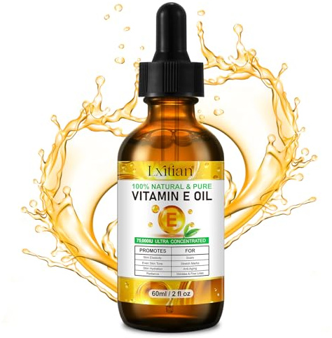 Vitamin E Oil for Skin (75,000 IU) - Daily Moisturising Body Oil for Women & Men - Nails, Face, Body & Hair Care - Moisturizer for Dry Skin, Scars, Fine Lines & Wrinkles - Moisturizing & Firming, 60ml