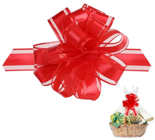 Jaarssho 12 Stück Geschenkschleife Groß, 11 cm Schleifen,Ziehschleife,Geschenkschleife für Geschenktüten,Geschenkkörbe,Große Pull Bow für Basteln,Verpacken,Geburtstag,Weihnachten,Hochzeit (Rot)