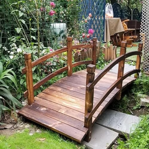 Grand pont de jardin en bois – 180 cm (L) x 68 cm (l) - Arche de jardin japonaise pour décoration extérieure - Parfait pour les étangs, les jardins d'enfants et les ornements d'aménagement paysager