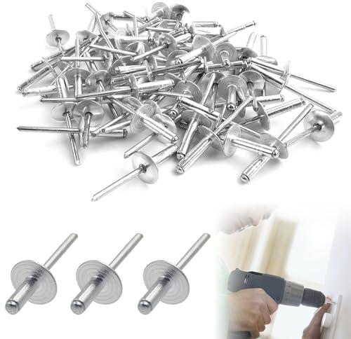 Lot de 50 rivets aveugles en aluminium - Rivets aveugles de qualité industrielle - Grande bride - Pour métal, bois, plastique