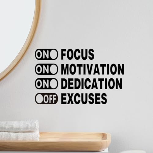 FUFUQUARE Adesivi Murali Ispiratori Nero Focus Citazioni Motivazionali Decalcomanie Murali Vinicolo Decorazione Positiva Rimovibile per Palestra Ufficio Scuola Aula Camera da Letto