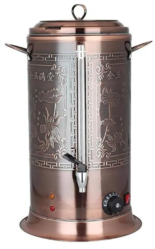 Calentador de Agua Eléctrico Profesional 20-50L Acero Inoxidable, Termo con Temperatura Ajustable (30°C-100°C) para Cafeterías y Eventos - Diseño Vintage Cobre, Apagado Automático y Seguro