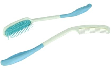 FIXOSHEE 2 piezas Peines con Mango de Plástico Masajeadores para Cabelludo Dientes Múltiples y Únicos Ergonómicos para Personas Mayores y Pacientes Aptos para Tipo de Cabello Húmedo y Seco